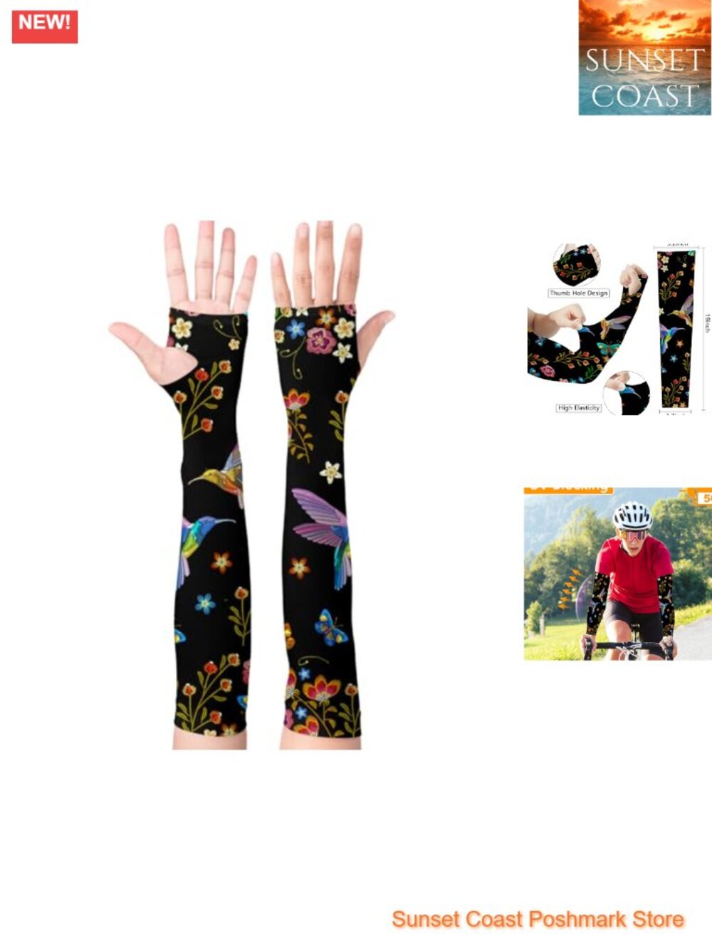 Boho Gardening Sleeves for Women UV Sun Protection Arm Sleeves with Thumb Holes